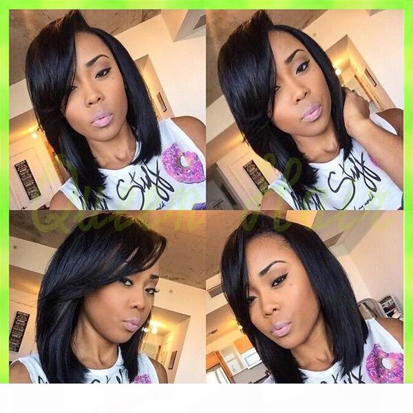 brazilian glueless human hair bob wig with natural hairline yaki full lace human hair wigs short bob lace wigs for black women, Black;brown 
brazilian glueless human hair bob wig with natural hairline yaki full lace human hair wigs short bob lace wigs for black women, Black;brown