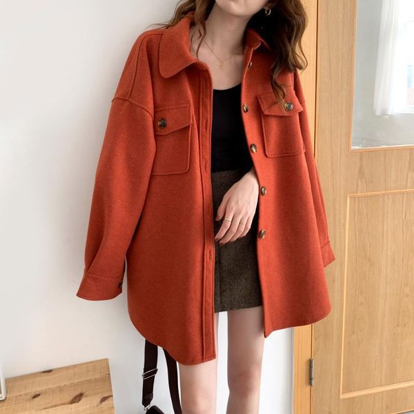 women's trench coats 2021 autumn winter explosion models solid color long-sleeved retro woolen coat 3 colors 2 yards, Tan;black
women's trench coats 2021 autumn winter explosion models solid color long-sleeved retro woolen coat 3 colors 2 yards, Tan;black