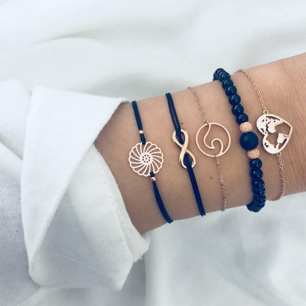 new fashion bohemian style infinity heart map charm women bracelet 5pcs/set for wholesale, Golden;silver
new fashion bohemian style infinity heart map charm women bracelet 5pcs/set for wholesale, Golden;silver