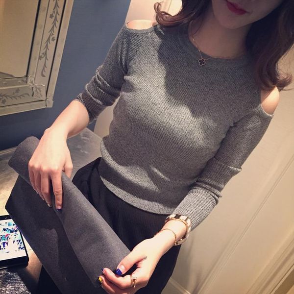 low roundneck cold shoulder knitted sweater women streetwear autumn winter jumper korean pullover sweater plus size, White;black
low roundneck cold shoulder knitted sweater women streetwear autumn winter jumper korean pullover sweater plus size, White;black