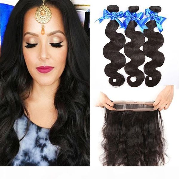 360 lace frontal with 3 bundles brazilian human hair weave with frontal closure brazilian body wave virgin hair with lace frontal closure, Black;brown
360 lace frontal with 3 bundles brazilian human hair weave with frontal closure brazilian body wave virgin hair with lace frontal closure, Black;brown