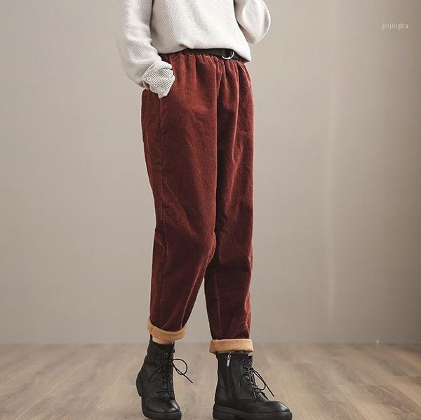 women autumn winter pants retro thicker fleece warm trousers women new elastic waist casual loose long all-match pants1, Black;white
women autumn winter pants retro thicker fleece warm trousers women new elastic waist casual loose long all-match pants1, Black;white