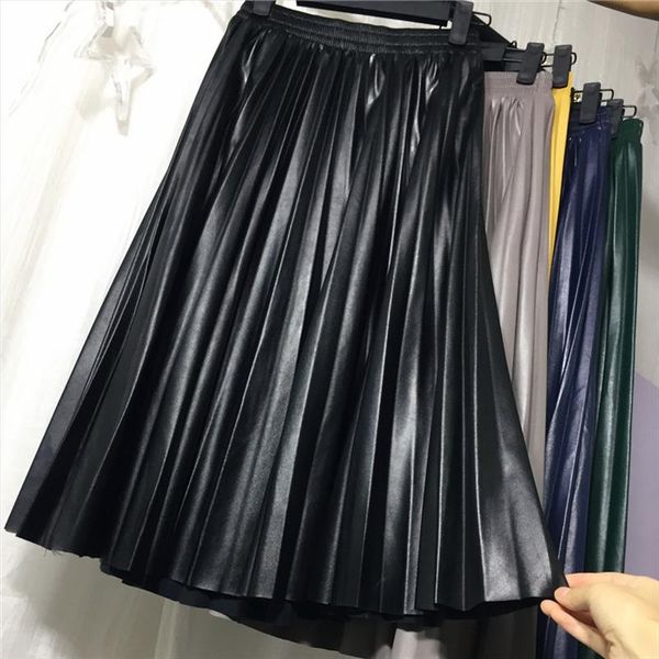 2020 new women slim organ leather skirt pleated long skirt female pu leather pleated half length retro high waisted, Black
2020 new women slim organ leather skirt pleated long skirt female pu leather pleated half length retro high waisted, Black