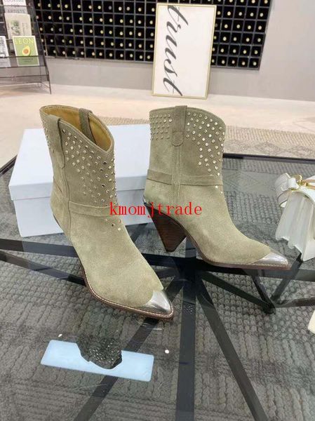 original box isabel paris runway show marant lamsy boots genuine leather studded high heel ankle boots western handmade metal toe shoes, Black
original box isabel paris runway show marant lamsy boots genuine leather studded high heel ankle boots western handmade metal toe shoes, Black