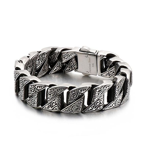 link, chain 2021 ins punk bracelet vintage keel titanium steel ultra wide buckle hip hop, Black
link, chain 2021 ins punk bracelet vintage keel titanium steel ultra wide buckle hip hop, Black