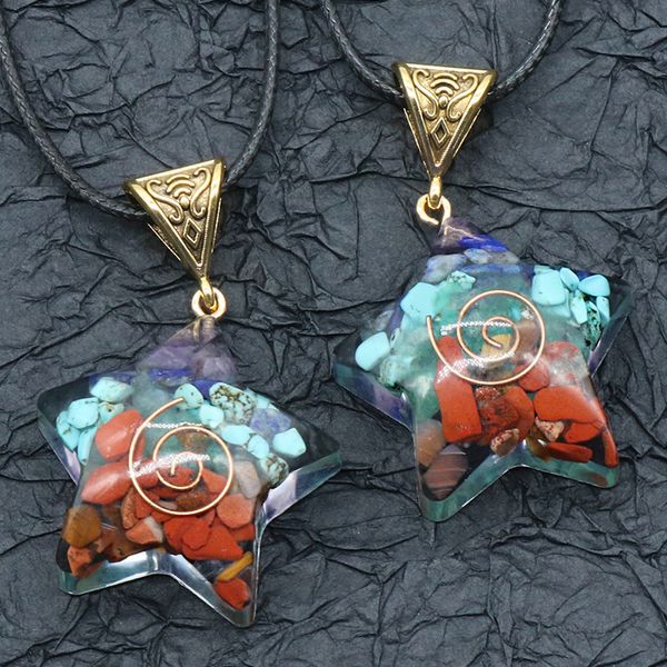 coated resin colorful stone beads star pendant necklace healing jewelry for men men rope chain, Silver
coated resin colorful stone beads star pendant necklace healing jewelry for men men rope chain, Silver