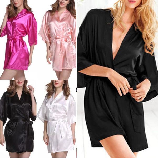 women silk satin robes pure color slip dress short kimono nightwear babydoll short lingerie sleepwear belt1, Black;red
women silk satin robes pure color slip dress short kimono nightwear babydoll short lingerie sleepwear belt1, Black;red