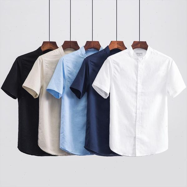 2021 men fashion summer stand collar japan style thin cotton linen short sleeve solid male casual shirts plus size 110kg, White;black
2021 men fashion summer stand collar japan style thin cotton linen short sleeve solid male casual shirts plus size 110kg, White;black