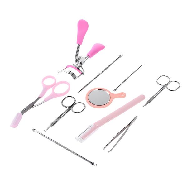 10pcs/set eyebrow tools kit tweezers trimmer scissors razor eyelash curler mirror earpick acne pin extractor
10pcs/set eyebrow tools kit tweezers trimmer scissors razor eyelash curler mirror earpick acne pin extractor