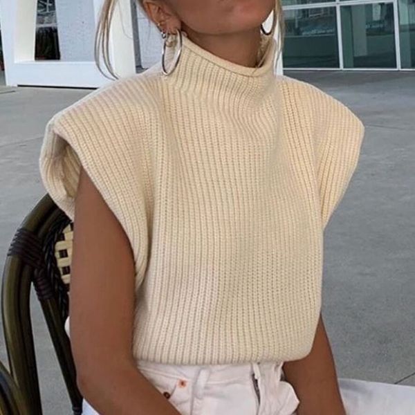 turtleneck sleeveless women vest sweater 2020 white shoulder pads pullover knitted loose 2020 autumn winter casual jumper, White;black
turtleneck sleeveless women vest sweater 2020 white shoulder pads pullover knitted loose 2020 autumn winter casual jumper, White;black