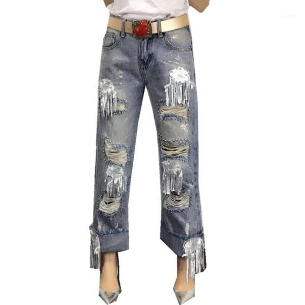 denim jean women wide leg pants loose clothes new fashion casual hole tassel with sequined ripped jeans1, Blue
denim jean women wide leg pants loose clothes new fashion casual hole tassel with sequined ripped jeans1, Blue