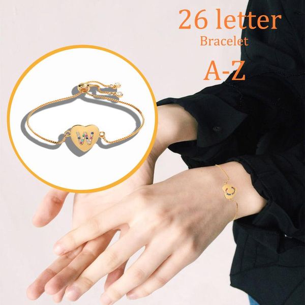 link, chain 26 letter pull bracelet peach heart color zircon jewelry female basic bracelets for fashion women bead diy jewel, Black
link, chain 26 letter pull bracelet peach heart color zircon jewelry female basic bracelets for fashion women bead diy jewel, Black