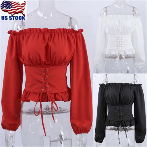 womens clothing fashion women ladies long sleeve off shoulder blouse shirt lace up corset, White
womens clothing fashion women ladies long sleeve off shoulder blouse shirt lace up corset, White