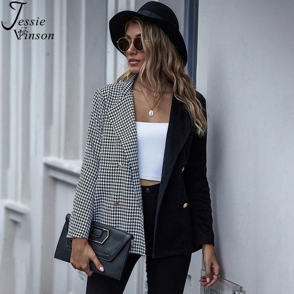 women's suits & blazers jessie vinson casual double breasted plaid women chic blazer jacket check office lady suit coat spring 2021, White;black
women's suits & blazers jessie vinson casual double breasted plaid women chic blazer jacket check office lady suit coat spring 2021, White;black