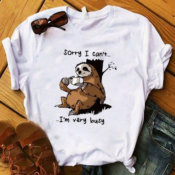 women lady t shirt very busy sloth printed tshirt ladies short sleeve loose tee shirt women female clothes graphic t-shirt, White
women lady t shirt very busy sloth printed tshirt ladies short sleeve loose tee shirt women female clothes graphic t-shirt, White