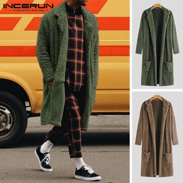 incerun winter fashion men trench outerwear solid faux fleece long cardigan long sleeve streetwear overcoat fluffy jackets coats 201007, Black;brown
incerun winter fashion men trench outerwear solid faux fleece long cardigan long sleeve streetwear overcoat fluffy jackets coats 201007, Black;brown