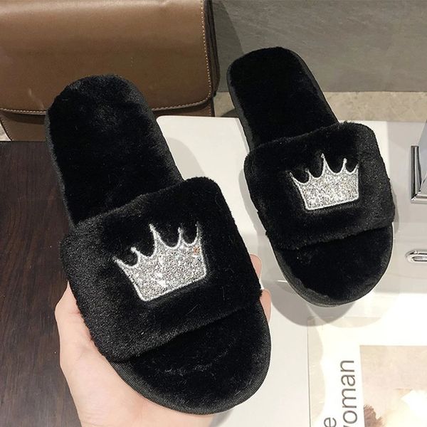 women winter slippers ladies plush warm open toe crown fashion shoes female comfort slip on flat slipper woman crystal shoe #rv0s, Black
women winter slippers ladies plush warm open toe crown fashion shoes female comfort slip on flat slipper woman crystal shoe #rv0s, Black