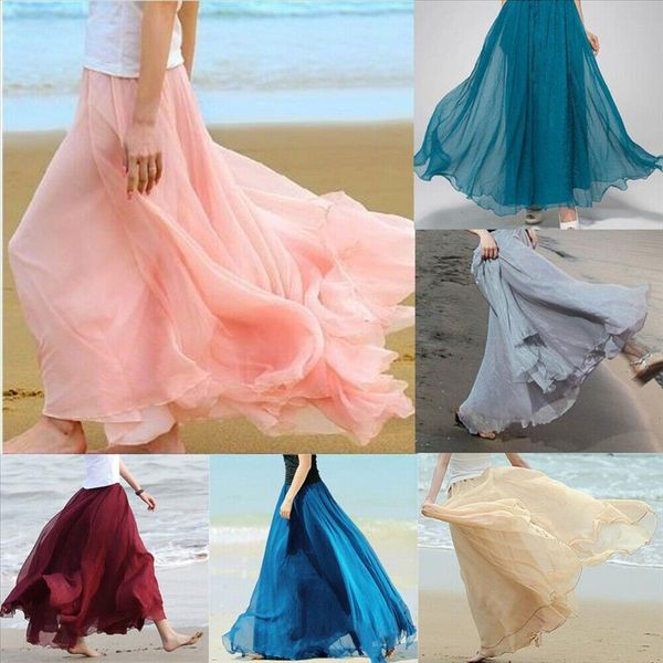 multi-colored women solid boho double layer chiffon long maxi skirts lady girls beach sundress skirt fashion clothes, Black
multi-colored women solid boho double layer chiffon long maxi skirts lady girls beach sundress skirt fashion clothes, Black