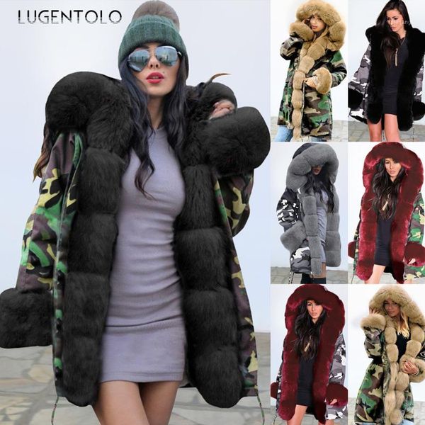 lugentolo long coat women fur parka autumn and winter camouflage plush fur collar warm fashion long-sleeved hood 15 color1, Black
lugentolo long coat women fur parka autumn and winter camouflage plush fur collar warm fashion long-sleeved hood 15 color1, Black
