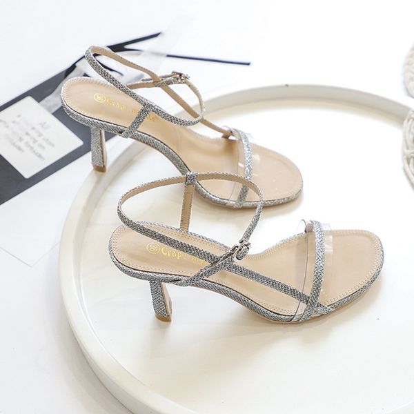2021 summer new korean-style women's shoes a-line transparent buckle thin sequins sandals with high heels jmv4, Black
2021 summer new korean-style women's shoes a-line transparent buckle thin sequins sandals with high heels jmv4, Black