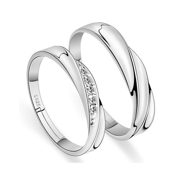 simple style couple rings romantic micro crystal twisted engagement ring band for lady girls party wedding ring jewelry gifts, Slivery;golden