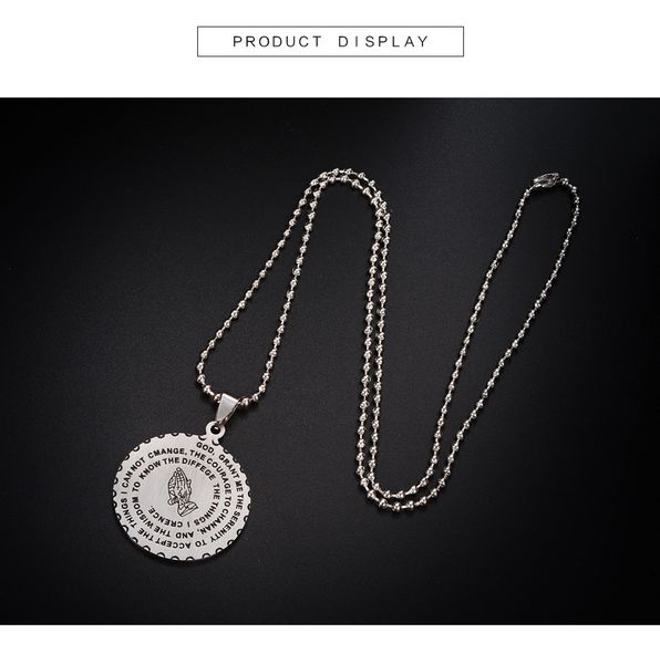 praying hands pendant & necklace steel jewelry bible verse medal men chain necklace, Silver
praying hands pendant & necklace steel jewelry bible verse medal men chain necklace, Silver