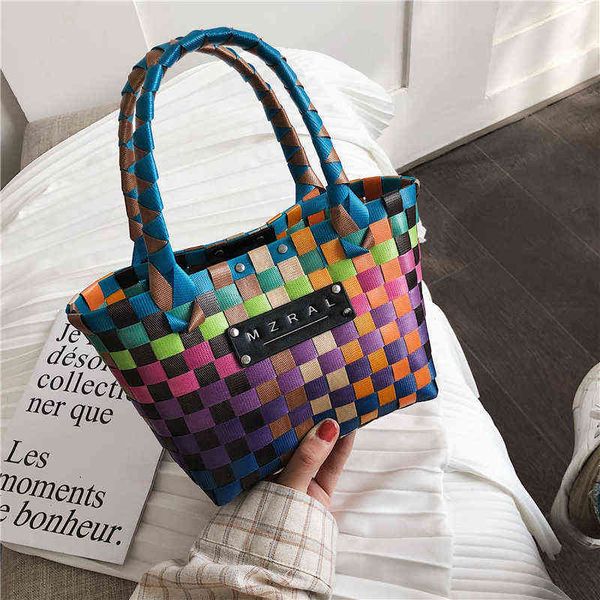 shopping bags women pvc weaving small handbag girl colorful beach summer food basket fashion braided handbags with drawstring 220303
shopping bags women pvc weaving small handbag girl colorful beach summer food basket fashion braided handbags with drawstring 220303