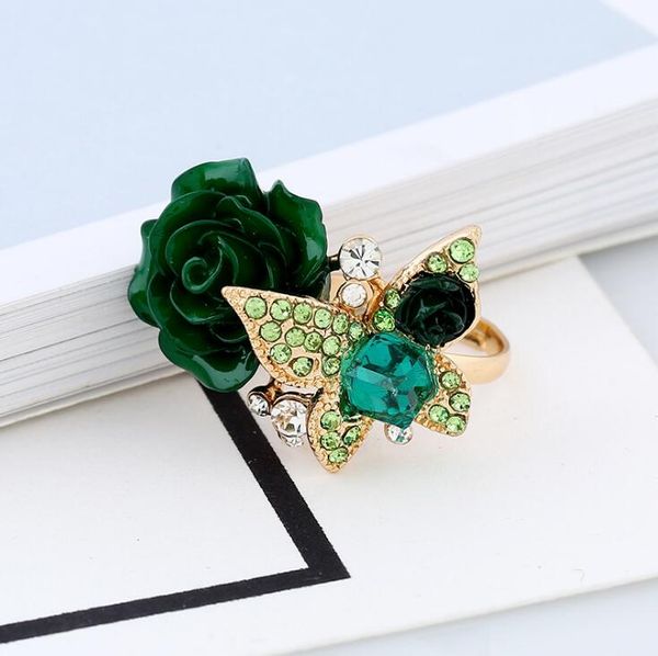new rose flower ring, ethnic butterfly ring, retro bohemian alloy, european and american explosive jewelry for women send a gift, Silver 
new rose flower ring, ethnic butterfly ring, retro bohemian alloy, european and american explosive jewelry for women send a gift, Silver