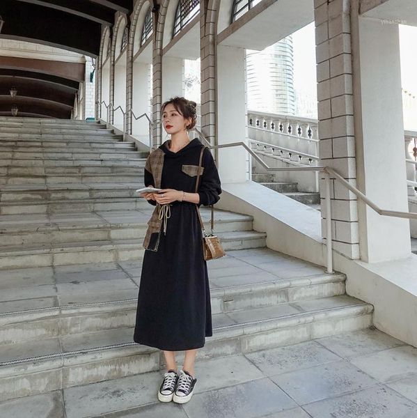 2020 autumn winter new sweater dress mid-length female fashion patchwork dress casual hooded plus size women's1, Black;gray
2020 autumn winter new sweater dress mid-length female fashion patchwork dress casual hooded plus size women's1, Black;gray