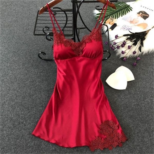 women's lingerie silk nightgown summer dress lace night dress sleepwear babydoll nightie satin homewear chest pad nightwear y200425, Black;red
women's lingerie silk nightgown summer dress lace night dress sleepwear babydoll nightie satin homewear chest pad nightwear y200425, Black;red