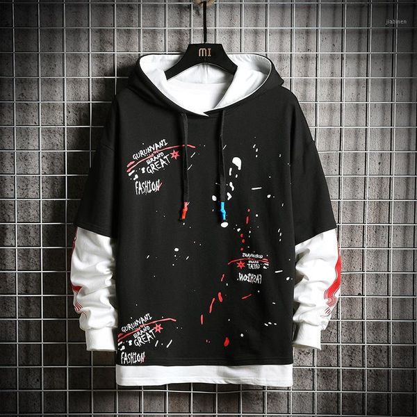 men's hoodies anime graffiti print hip hop harajuku japanese streetwear patchwork fake two-piece set hoodie men sweatshirt male1, Black
men's hoodies anime graffiti print hip hop harajuku japanese streetwear patchwork fake two-piece set hoodie men sweatshirt male1, Black