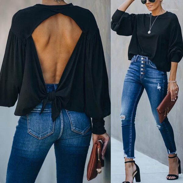 o neck backless t-shirts women new autumn casual lantern long sleeve back hollow out bandage bow loose pullover ladies1, White
o neck backless t-shirts women new autumn casual lantern long sleeve back hollow out bandage bow loose pullover ladies1, White
