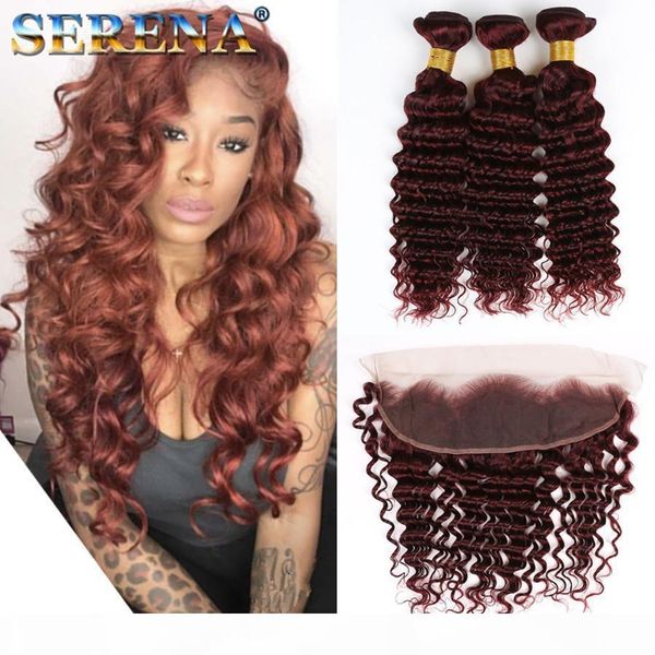 red hairs extensions 99j deep curly virgin hair brazilian hair 3 bundles with closure wholesale human hair weave bundles with 13x4 frontal, Black;brown
red hairs extensions 99j deep curly virgin hair brazilian hair 3 bundles with closure wholesale human hair weave bundles with 13x4 frontal, Black;brown