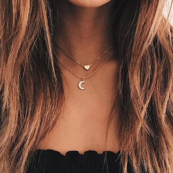 golden multilayer necklace heart-shaped moon pendant necklace women jewelry gifts, Silver
golden multilayer necklace heart-shaped moon pendant necklace women jewelry gifts, Silver