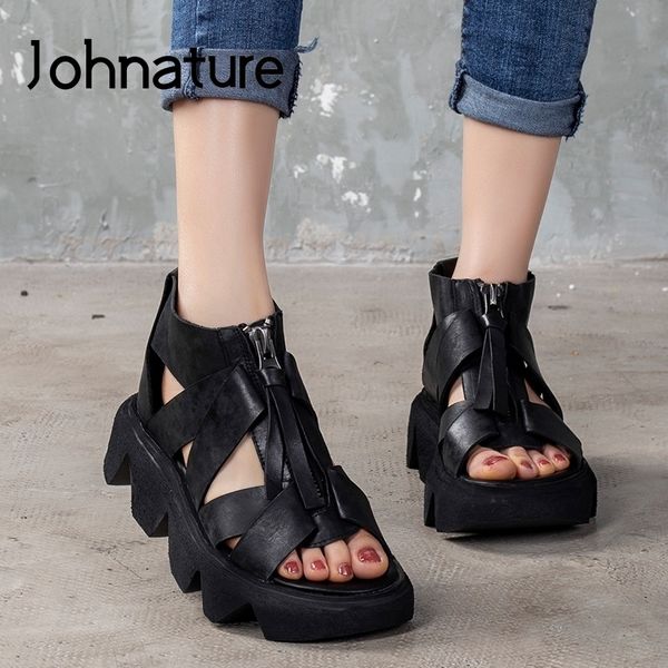 johnature 2020 new spring platform sandals genuine leather women shoes zip retro sewing flat with handmade ladies sandals y200702, Black
johnature 2020 new spring platform sandals genuine leather women shoes zip retro sewing flat with handmade ladies sandals y200702, Black