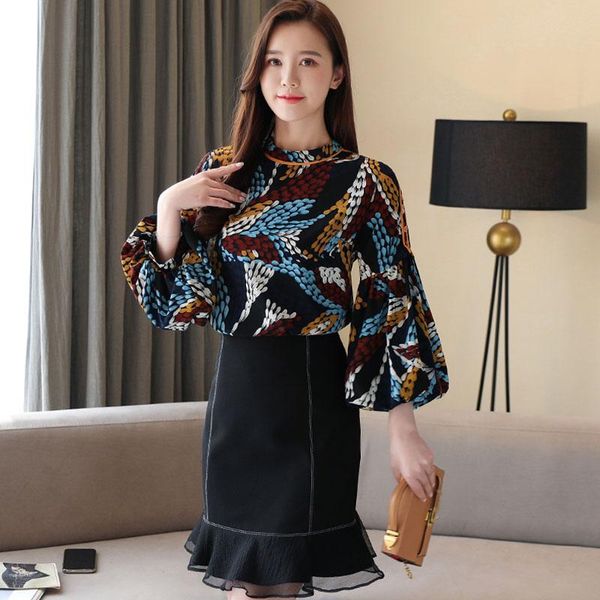 women's blouses & shirts spring autumn korean retro style floral lantern sleeve chiffon shirt loose long blouse gx529, White
women's blouses & shirts spring autumn korean retro style floral lantern sleeve chiffon shirt loose long blouse gx529, White