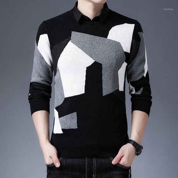 2020 autumn winter fake two-piece young loose casual shirt collar pullover sweater warm bottoming black clothes, White;black
2020 autumn winter fake two-piece young loose casual shirt collar pullover sweater warm bottoming black clothes, White;black