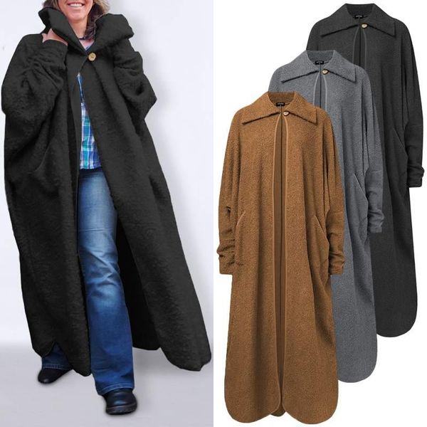 women jackes female fleece long coats female long cardigan casual sleeve jackets plus size outerwears femme, Black;brown
women jackes female fleece long coats female long cardigan casual sleeve jackets plus size outerwears femme, Black;brown