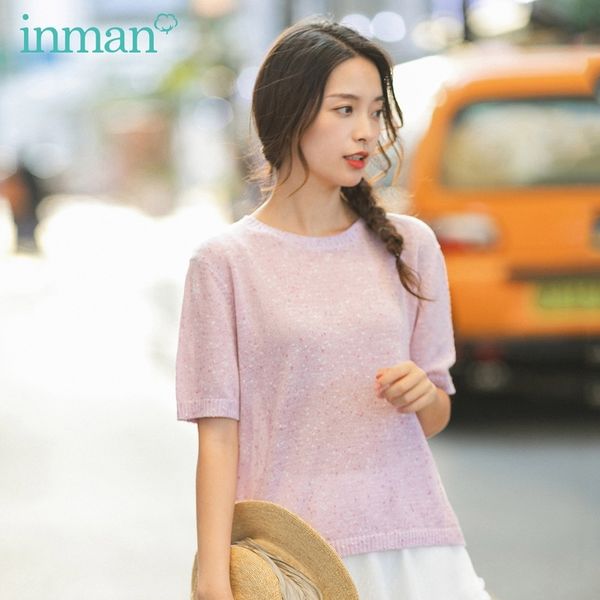 inman spring new arriavl round collar elegant all-match pure color short sleeve knitwear y200720, White;black
inman spring new arriavl round collar elegant all-match pure color short sleeve knitwear y200720, White;black
