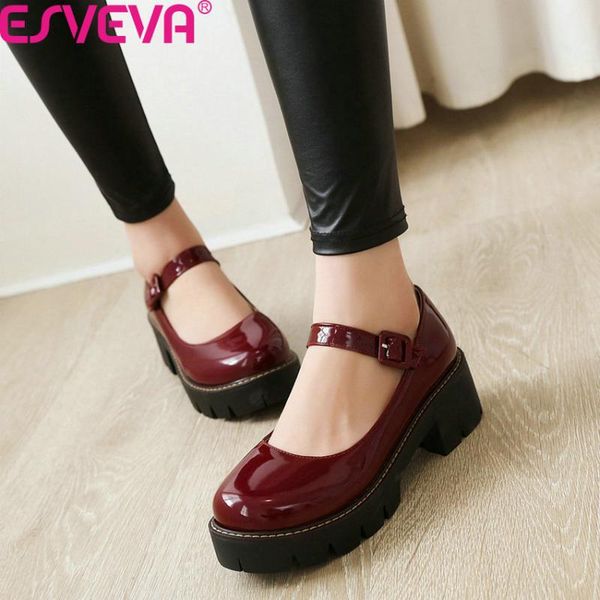 esveva 2020 buckle round toe spring autumn ladies pumps pu patent leather square heel shallow women single shoes big size 34-43, Black
esveva 2020 buckle round toe spring autumn ladies pumps pu patent leather square heel shallow women single shoes big size 34-43, Black