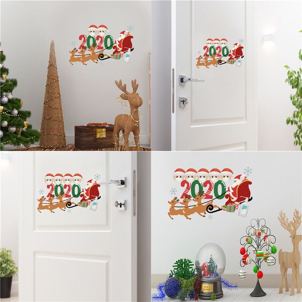 Quarantine Family Face Mask 2020 Christmas Stickers Ornament Sticker Posters Wall Window Decals Festival Party Home Decorations New E101304