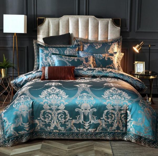 2020 europe jacquard satin bedding set king size 4pcs lace bedclothes bed cover blue duvet cover bed sheet pillow cases
2020 europe jacquard satin bedding set king size 4pcs lace bedclothes bed cover blue duvet cover bed sheet pillow cases