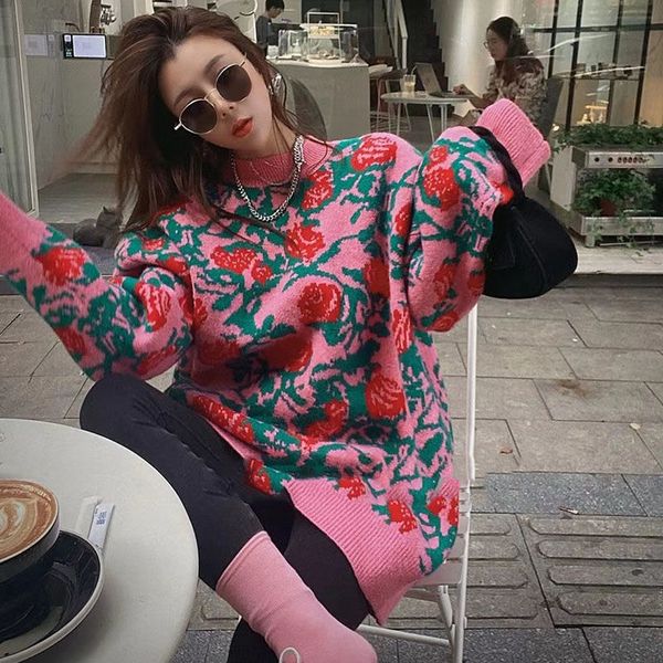 2021 rose porto jacquard lazy sweater version of thick female knitted jacket 1blr, White;black
2021 rose porto jacquard lazy sweater version of thick female knitted jacket 1blr, White;black