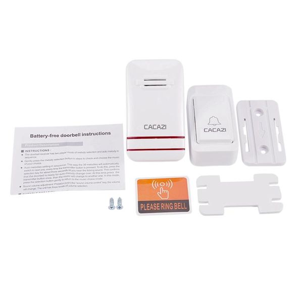 cacazi self-powered waterproof wireless doorbell led light no battery home cordless bell 1 button 1 receiver(eu plug
cacazi self-powered waterproof wireless doorbell led light no battery home cordless bell 1 button 1 receiver(eu plug