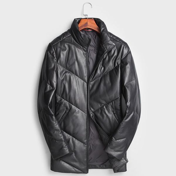 men's leather & faux genuine down autumn winter jacket men sheepskin streetwear coat chaqueta hombre k1765 y1230, Black
men's leather & faux genuine down autumn winter jacket men sheepskin streetwear coat chaqueta hombre k1765 y1230, Black