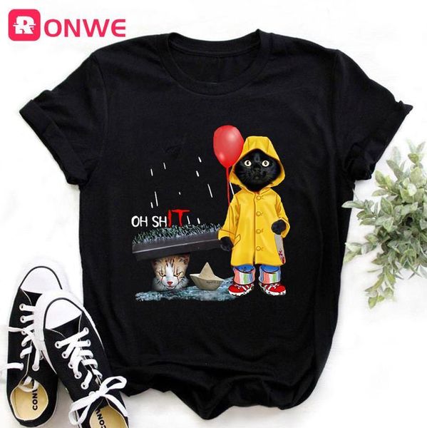 women funny black cat print tshirt girl harajuku casual white tees female 90s clothes,drop shipping
women funny black cat print tshirt girl harajuku casual white tees female 90s clothes,drop shipping