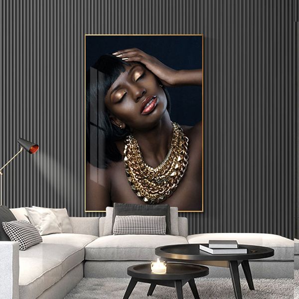 nude african woman gold girl necklace portrait canvas painting cuadros posters and prints wall art picture for living room decor
nude african woman gold girl necklace portrait canvas painting cuadros posters and prints wall art picture for living room decor