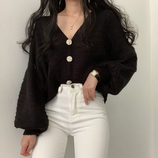 2021 new knitted wool sweater women's fashion oversized solid cleavage in v single breasted lantern cardigans autumn mesh fabrics ntni, White;black
2021 new knitted wool sweater women's fashion oversized solid cleavage in v single breasted lantern cardigans autumn mesh fabrics ntni, White;black