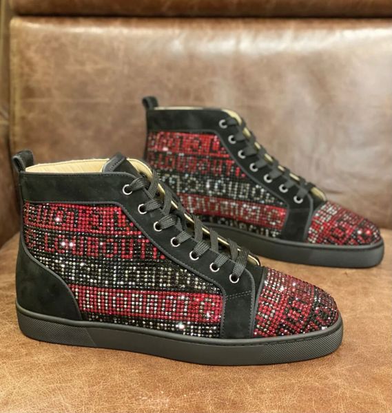 elegant t.s.q strass men high sneakers shoes high suede calfskin leather red bottom shoes men's designer casual walking online, Black
elegant t.s.q strass men high sneakers shoes high suede calfskin leather red bottom shoes men's designer casual walking online, Black