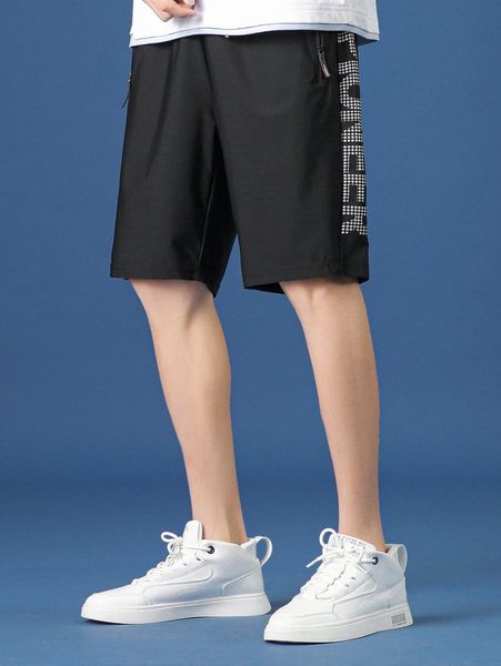 men letter graphic shorts x4m5#, Black